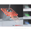 Square Acrylic / Brass Glass Waterfall Rgb Color Changing Led Faucet Light Ce, Rohs